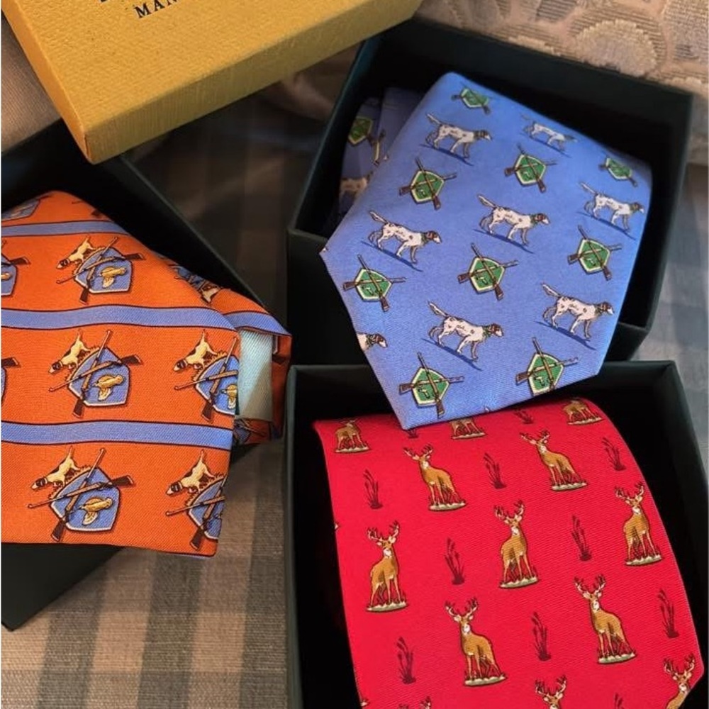 Bird Dog Bay Kids Animal Print Ties - Blue, Orange, Red
